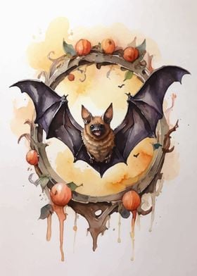 Elegant Bat in Watercolor