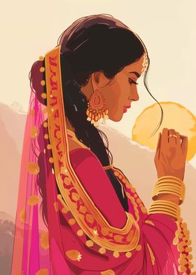 Indian woman with sun
