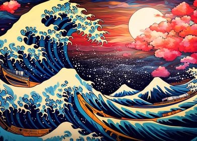 starry night great wave