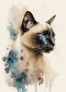 Siamese Cat Watercolor