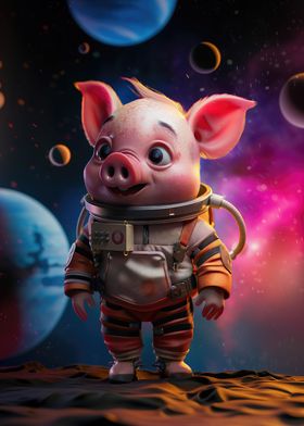 Adorable Piglet Space Suit