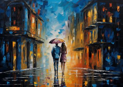 Dating Couple Oil Painting