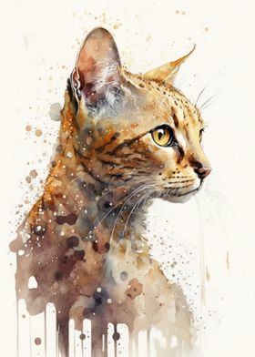 Ocicat Cat Watercolor