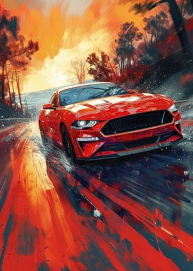 Red Sports Car Painting