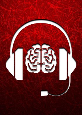 Brain Wearing Headphones