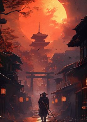 Samurai Sunset Landscape 