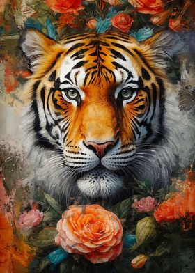 Tiger in a Rose Garden