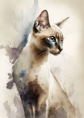 Thai Cat Watercolor