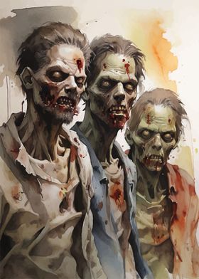 Fantasy zombie watercolor