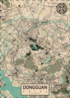 Dongguan City Map Vintage