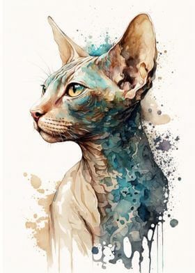 Sphynx Cat Watercolor