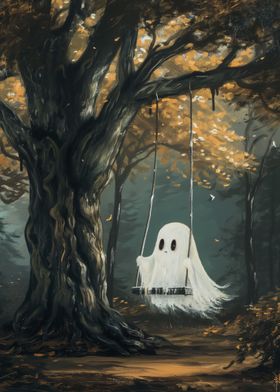 Cute Ghost on Swing