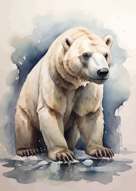 Watercolor Polar Bear Art