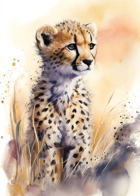 Cute Baby Leopard Painting