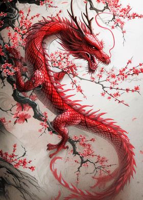 Dragon with cherry blossom