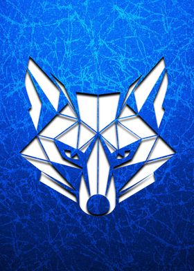 Geometric Fox Head Blue