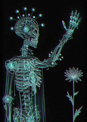 Neon Skeleton line sketch