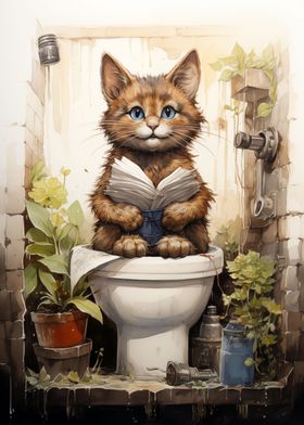 Cat on toilet