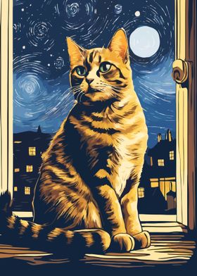 Starry Night Cat 