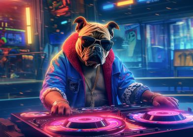 cyberpunk Dog hip hop DJ