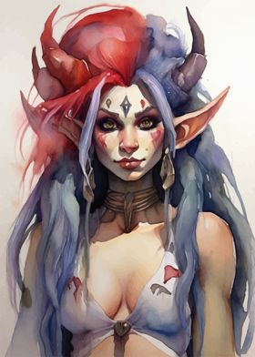 Sexy troll watercolor