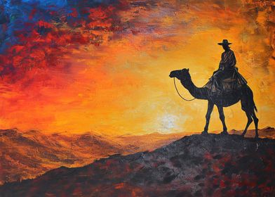 Desert Camel Rider at Sunr