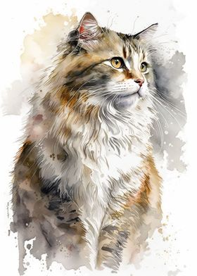 American Curl Cat Painting