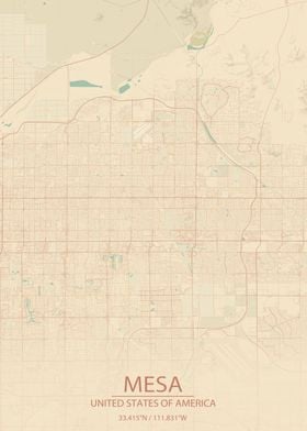 Mesa Arizona Vintage Map