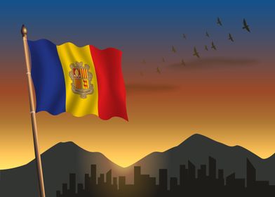  Andorra Flag At Sunset