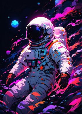 Astronaut in Neon Dreams