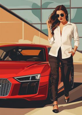 Girl and Audi car