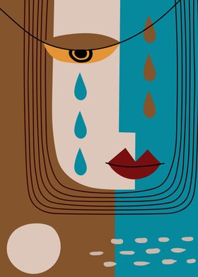 Abstract Girl crying face 