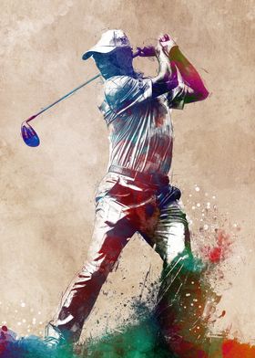 Golfer sport art 