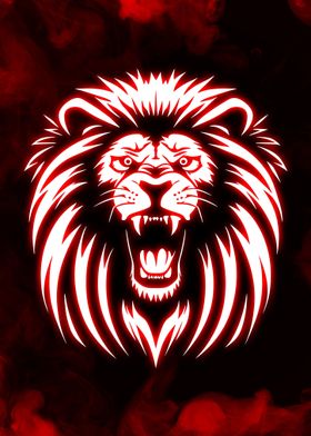 Lion Head Neon Light Red