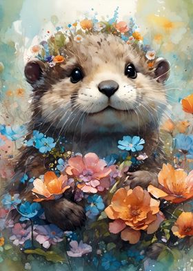 Playful Otter Flower Crown