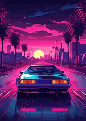 Retro Miami Neon Sunset