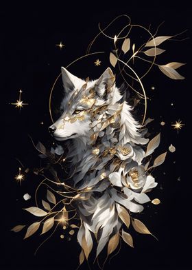 kintsugi art white wolf