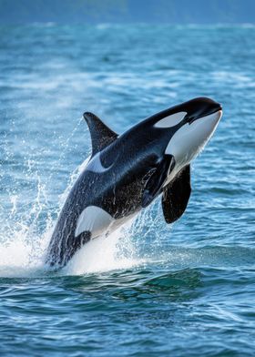 Orca Whale Jump Out Water