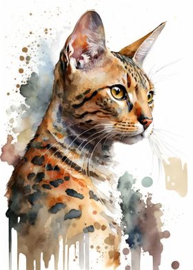 Bengal Cat Watercolor