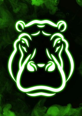 Hippopotamus Neon Green