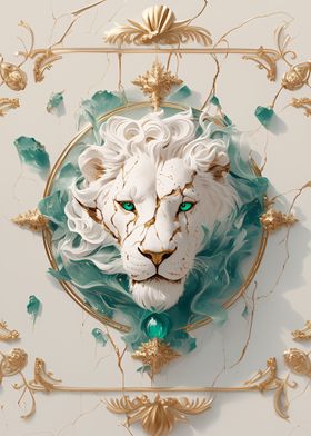 kintsugi art white lion