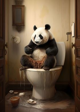 Wet Panda in toilet