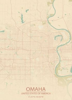 Omaha Nebraska Vintage Map