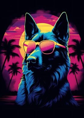 German Shepherd in Retro