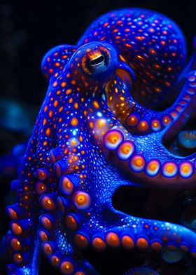 Majestic Neon Octopus