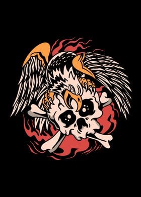 skull eagle tattoo