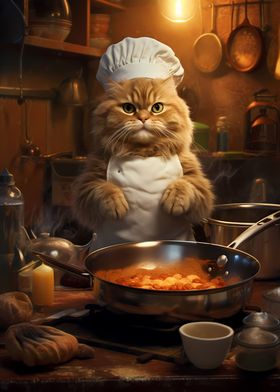 Chef Cat in kitchen