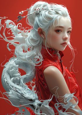 Young Asian Woman Dragon