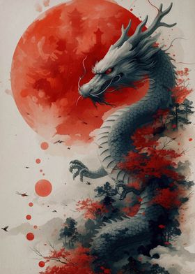 Japanese Dragon Red