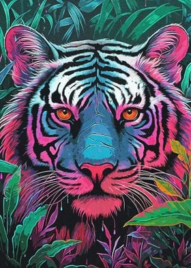 Vintage  Colorful Tiger